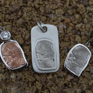 Custom Designed Fingerprint Pendants in White Gold, Sterling Silver and Rose Gold