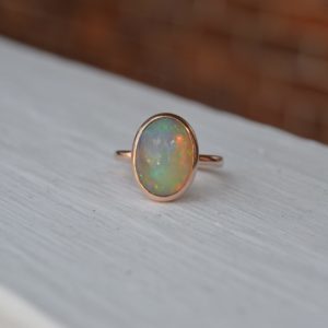 Custom Designed Oval Opal Ring in Rose Gold