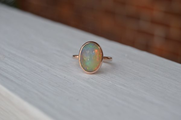 Custom Designed Oval Opal Ring in Rose Gold