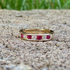 Custom Designed Round Ruby and Diamond Channel Set Band