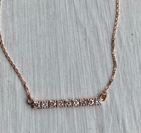 Custom Designed Rose Gold Diamond Bar Necklace