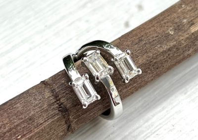 Custom Designed Three Emerald Cut Diamond Ring