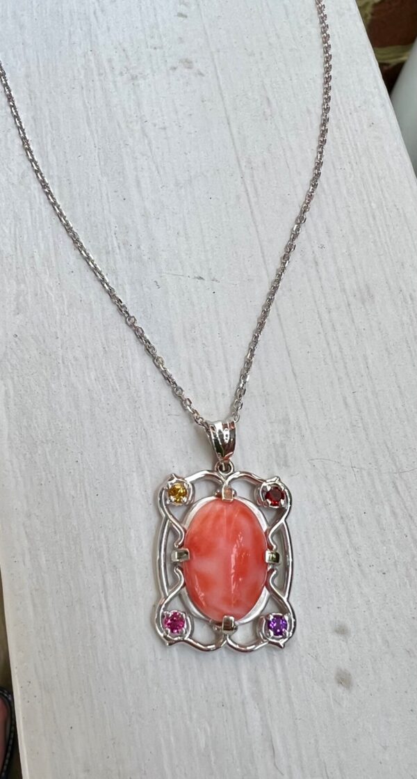 Custom Designed Coral/Multi Gemstone Necklace