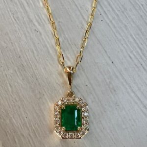 Custom Designed Emerald and Diamond Pendant