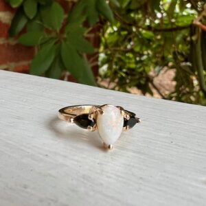 Custom Designed Opal and Green Tourmaline Ring