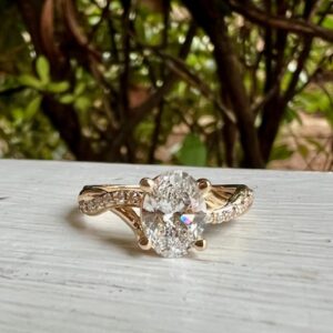 Custom Designed Oval Diamond Engagement Ring with Twist Shank