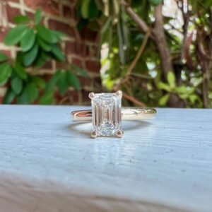 Custom Designed Emerald Cut Diamond Solitaire Ring